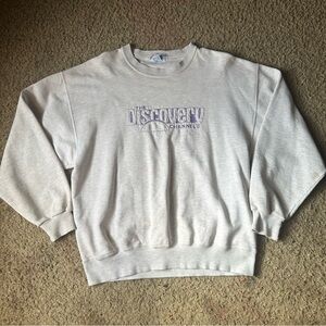 Vintage JERZEES Discovery Channel Embroidered Crewneck Sweater Size Large